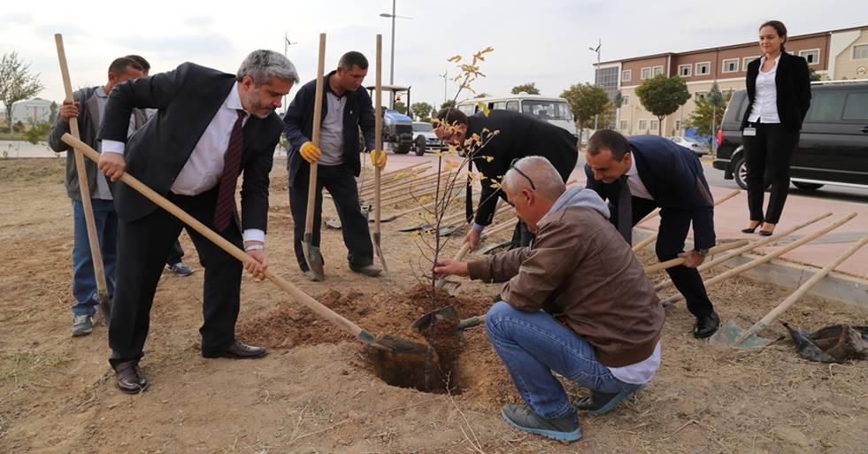 MERCEDES KATKILARIYLA KAMPÜSE BİN 400 FİDAN DİKİLDİ