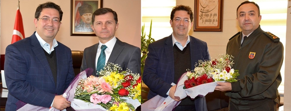 BAŞKAN YAZGI,YENİ EMNİYET MÜDÜRÜ HÜNER’E VE KOMUTAN DEMİR’E HAYIRLI OLSUN ZİYARETİ