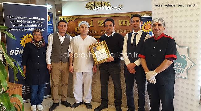 GÜNEBAKAN'DA 21. SERTİFİKA BİZİM OLTU CAĞ KEBABI’NA VERİLDİ