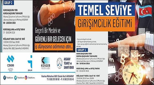 AKSARAY'DA TEMEL SEVİYE GİRİŞİMCİLİK EĞİTİMİ
