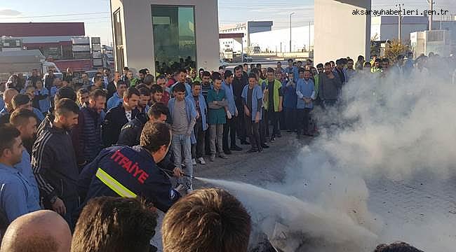 AKSARAY OSB’DE FABRİKA ÇALIŞANLARINA YANGIN TATBİKATI