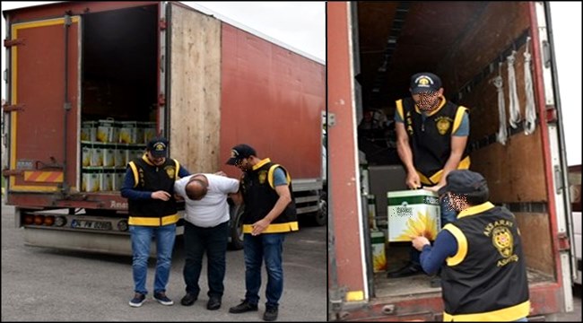 KOCAELİ İLİNDEN ÇALDIĞI AYÇİÇEK YAĞLARI İLE AKSARAY'DA YAKALANDI