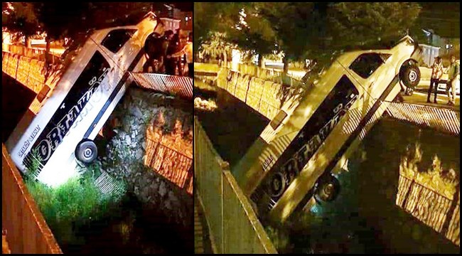 ORTAKÖY İLÇESİNDE EL FRENİ ÇEKİLMEYEN MİNİBÜS DEREYE DÜŞTÜ
