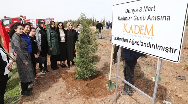 AKSARAY'DA 8 MART DÜNYA KADINLAR GÜNÜNE ÖZEL HATIRA ORMANI OLUŞTURMAK İÇİN FİDAN DİKİMİ YAPILDI