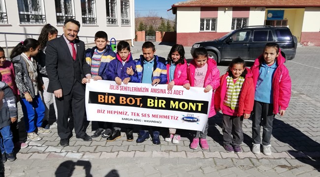 AKSARAY KARGIN KÖYÜ İLKOKULUNDA 'BİR BOT BİR MONT' DAĞITIMI YAPILDI