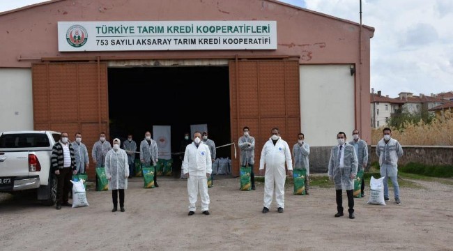 AKSARAYLI ÇİFTÇİLERİMİZE BİTKİSEL ÜRETİMİ GELİŞTİRME PROJESİ KAPSAMINDA YAZLIK EKİLİŞLERE UYGUN KURU FASULYE VE MISIR TOHUMU DAĞITILDI