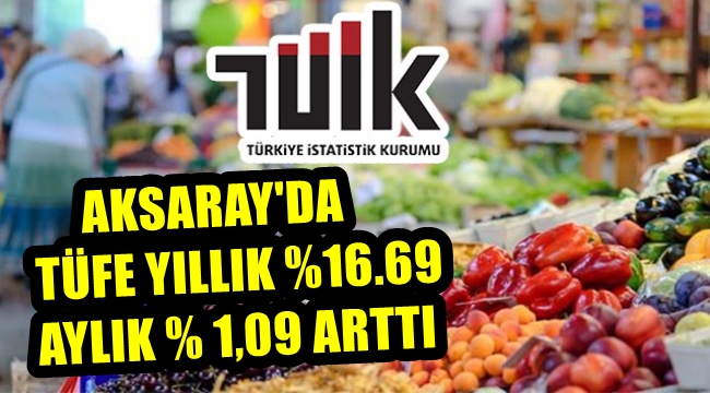 AKSARAY'DA TÜFE YILLIK %16.69 AYLIK % 1,09 ARTTI