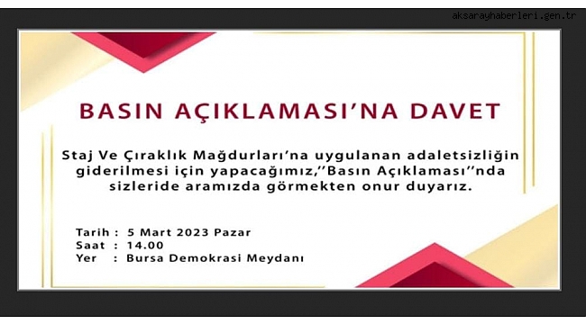 STAJ ve ÇIRAK MAĞDURLARI YİNE MEYDANLARA İNİYOR
