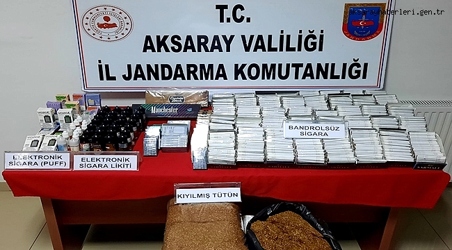 AKSARAY'DA YAPILAN OPERASYONDA ELEKTRONİK SİGARA, TÜTÜN ve MAKARON ELE GEÇİRİLDİ