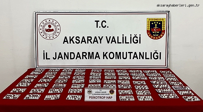 Aksaray'da Jandarma operasyonunda 1048 adet psikotrop hap ele geçirildi