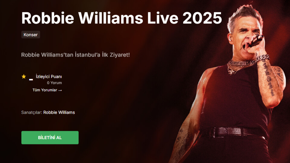 Robbie Williams Bilet: İstanbul'da Efsane Bir Geceye Hazır Olun