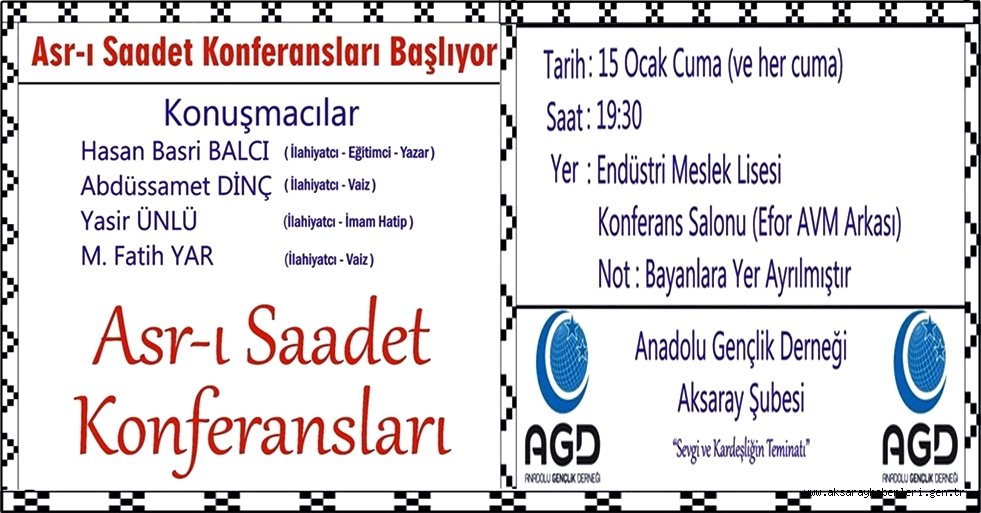 AKSARAY ANADOLU GENLİK DERNEĞİNDEN ASR-I SAADET KONFERANSLARI