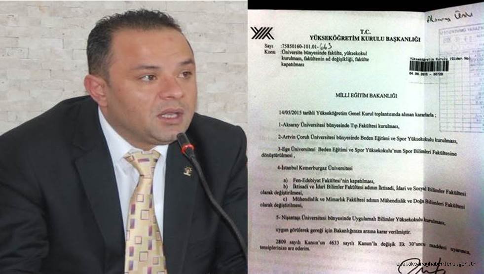 AKSARAY ÜNİVERSİTESİ TIP FAKÜLTESİ İÇİN YÖK’TEN ONAY ALINDI