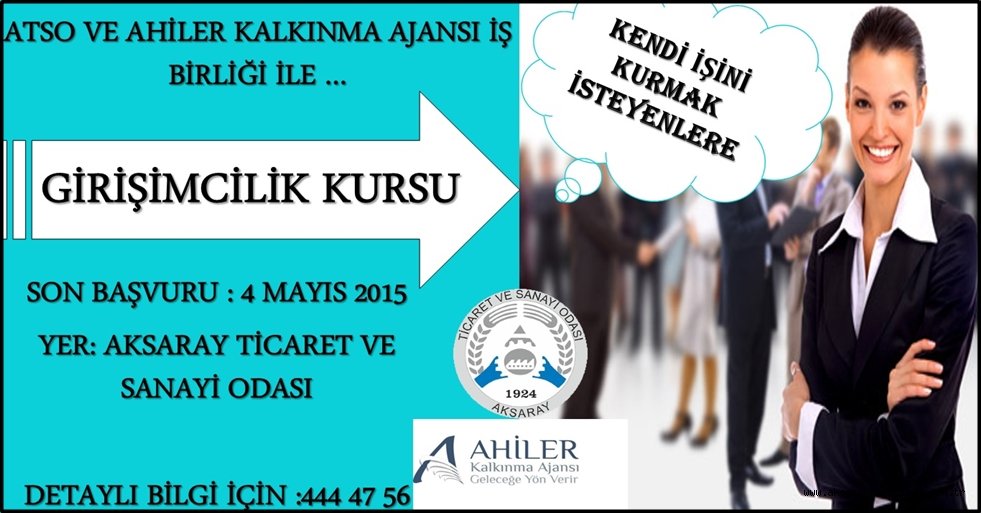 ATSO VE AHİLER KALKINMA AJANSI GİRİŞİMCİLİK KURSU DÜZENLİYOR