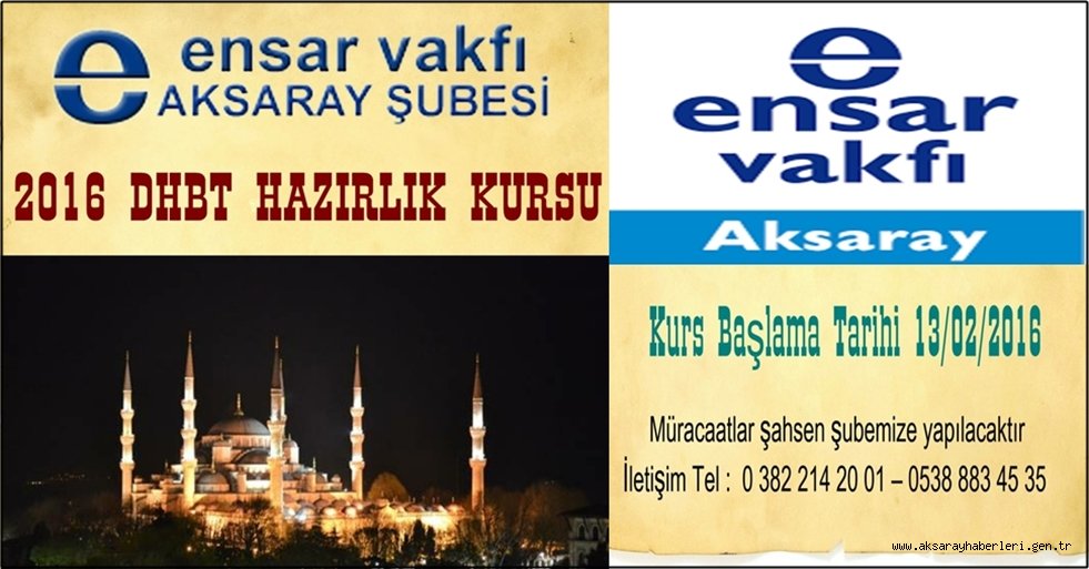 ENSAR VAKFINDA DHBT HAZIRLIK KURSU AÇILIYOR