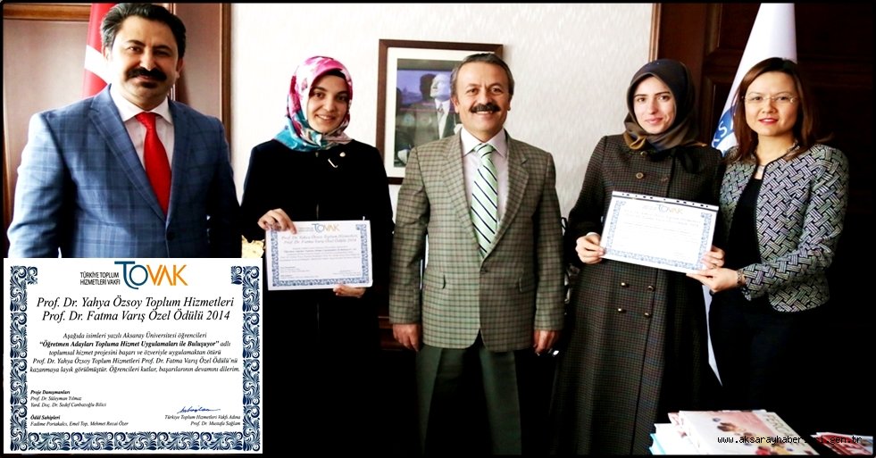 TOVAK’TAN AKSARAY ÜNİVERSİTESİ EĞİTİM FAKÜLTESİ’NE ÖDÜL
