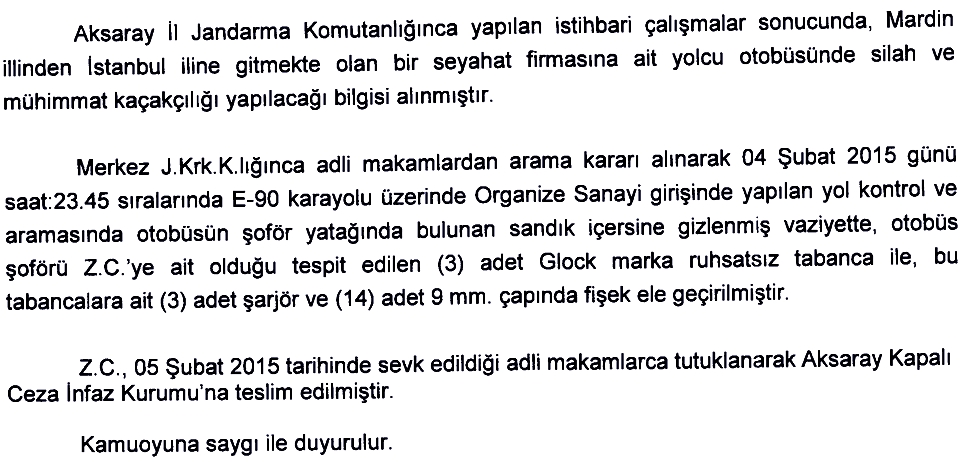 AKSARAYDA SİLAH KAÇAKÇILIĞI OPERASYONU