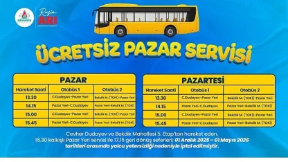 Nevşehir'de Ücretsiz Pazar Servisi Uygulamasında Güncelleme