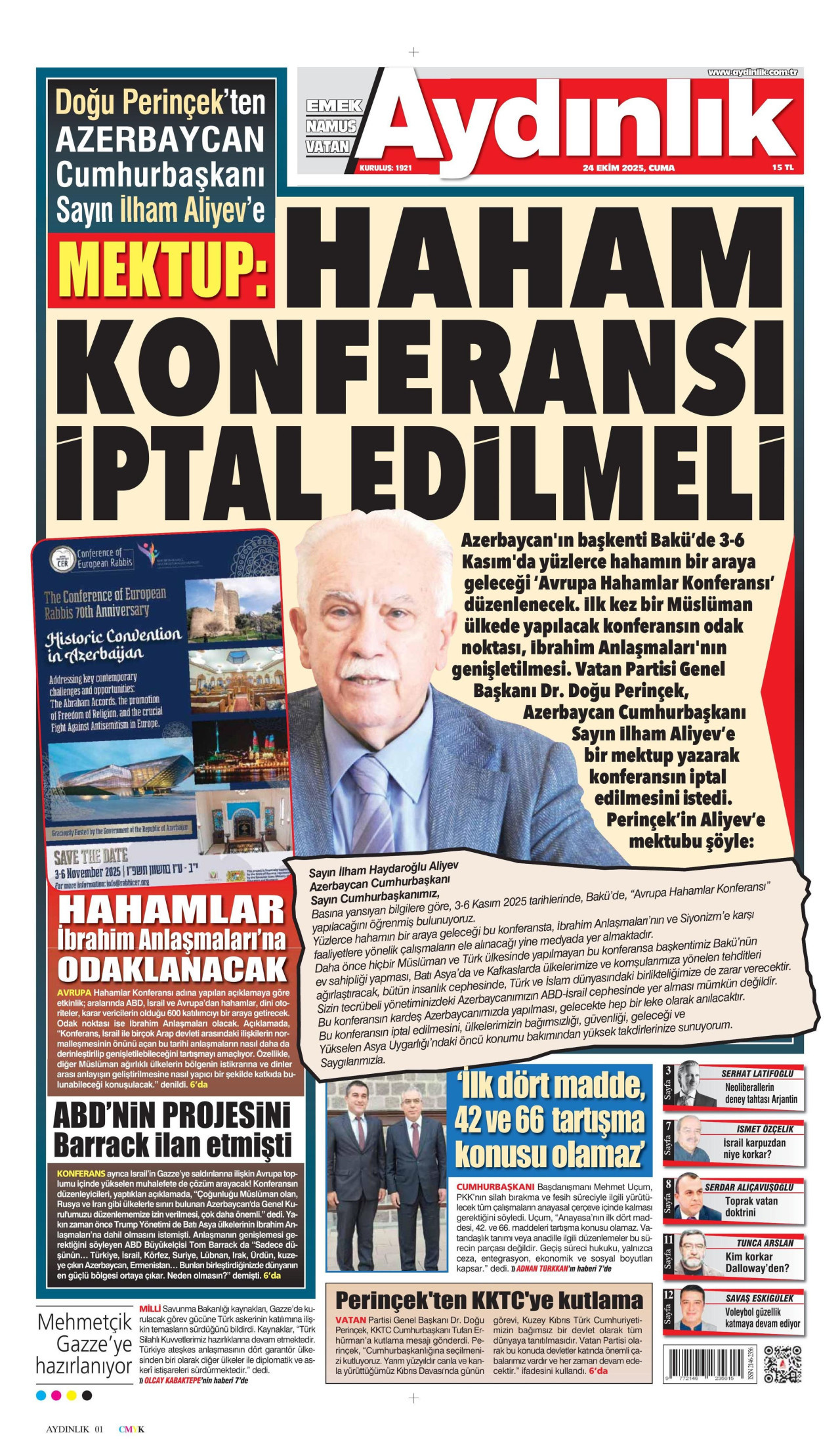 AYDINLIK GAZETESİ Gazete Manşeti
