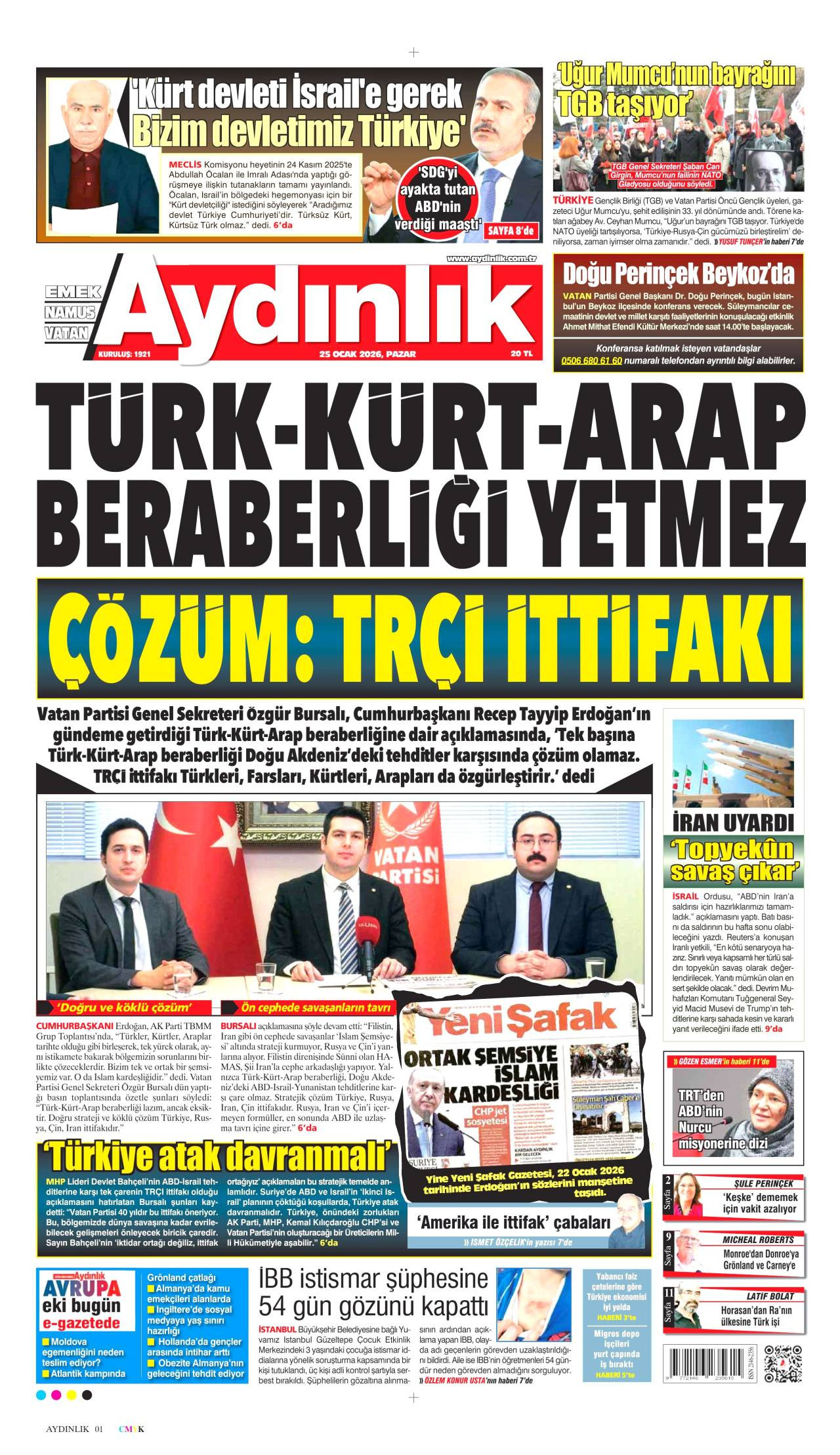 Aydınlık Gazete Manşeti