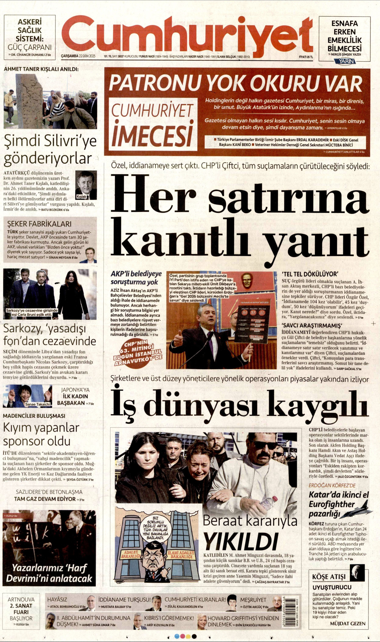 CUMHURİYET Gazete Manşeti