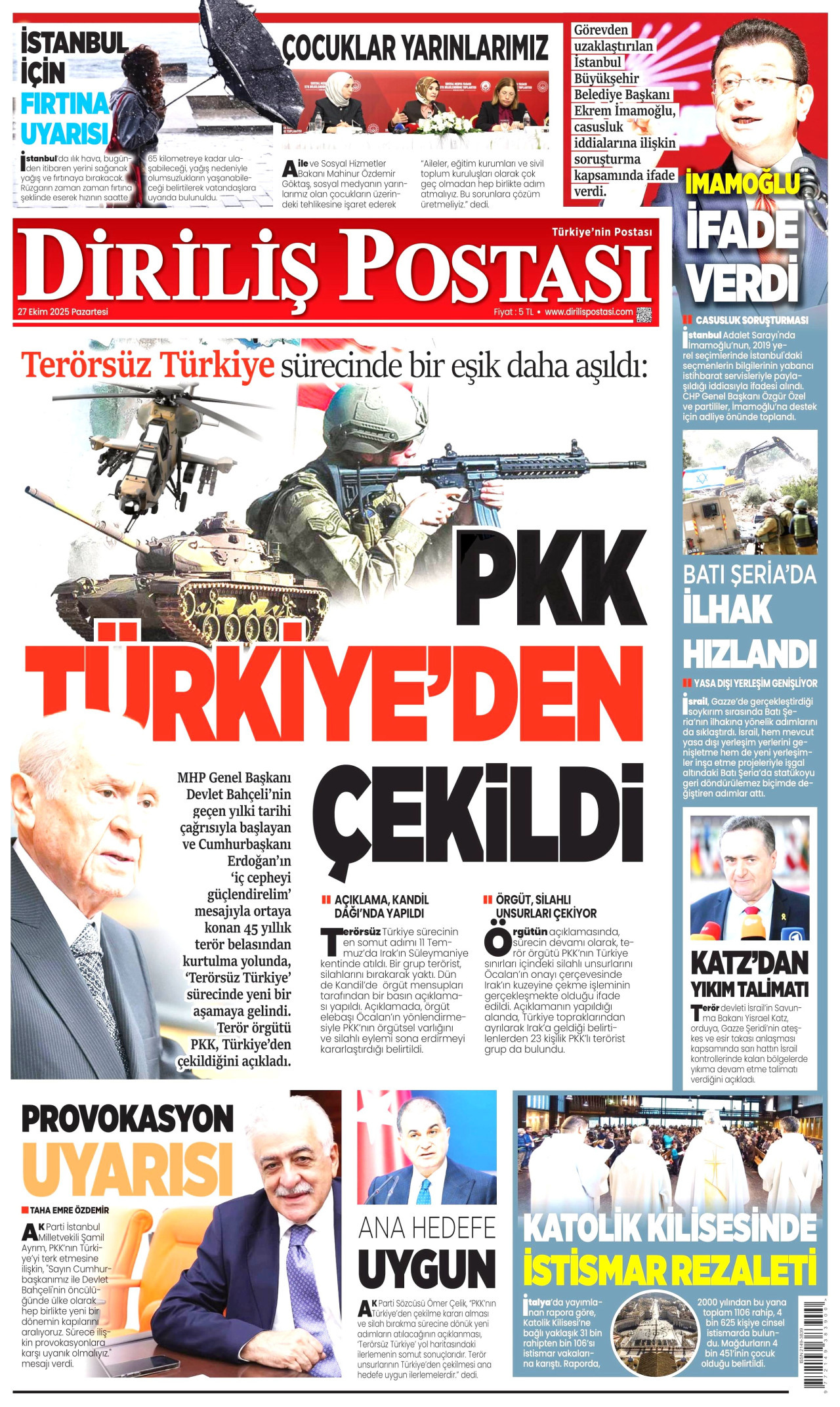 DİRİLİŞ POSTASI Gazete Manşeti