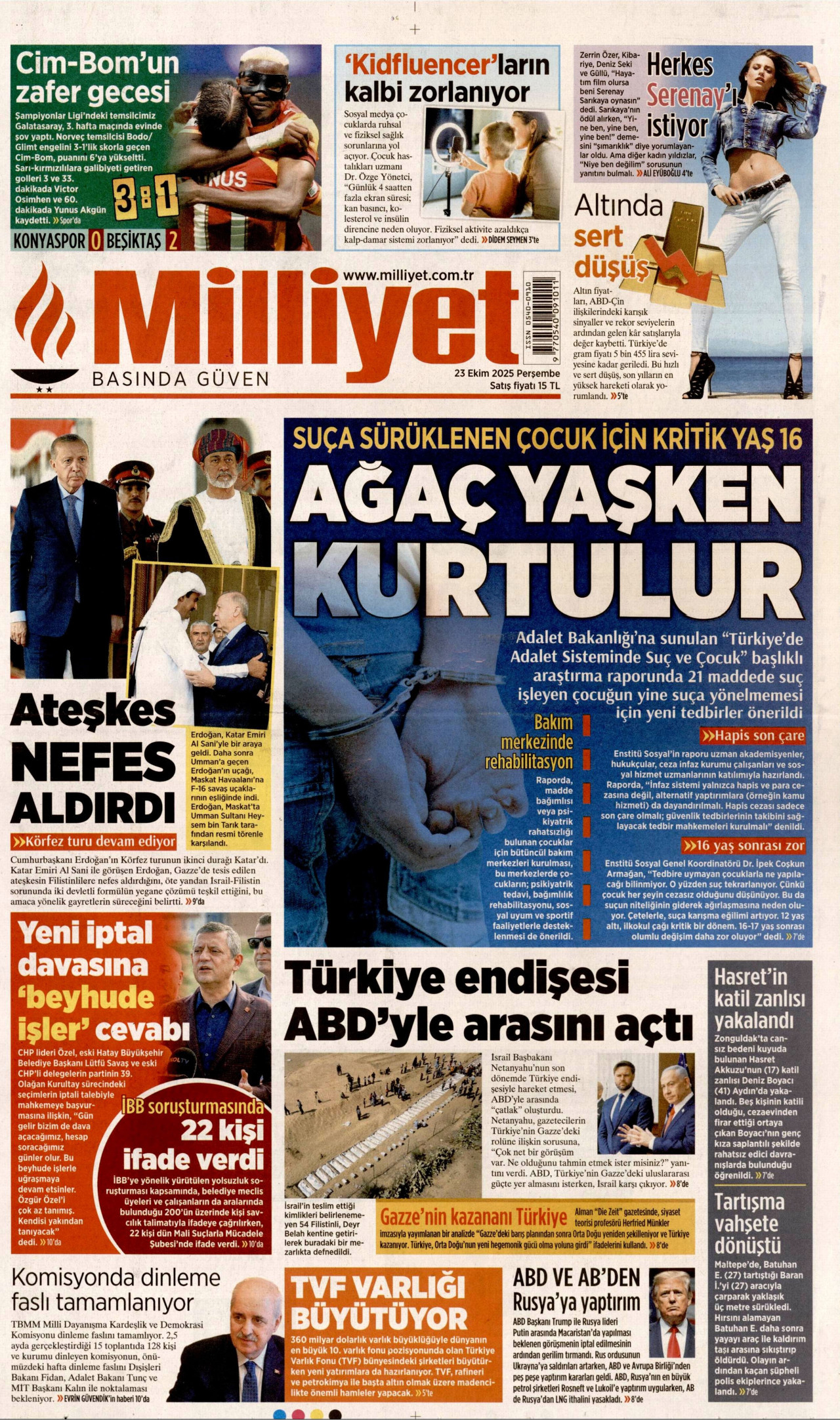 MİLLİYET Gazete Manşeti