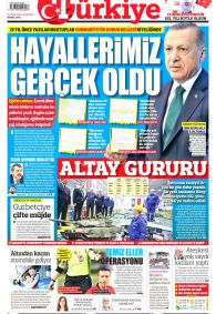TÜRKİYE GAZETESİ Gazete Manşeti