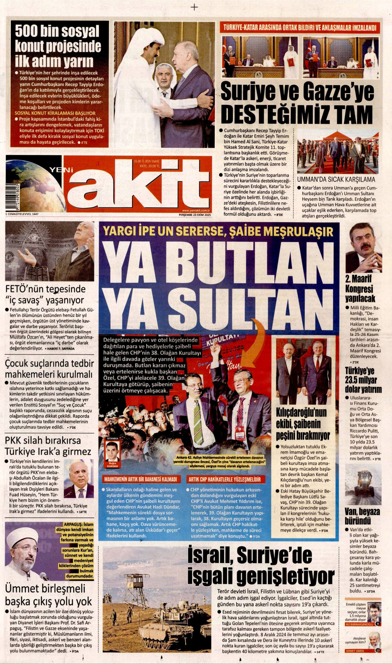 YENİ AKİT Gazete Manşeti